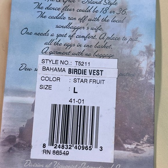 Tommy Bahama Golf Birdie Vest Sleeveless V Neck Star Fruit Size Large - Picture 6 of 8